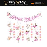 Happy Birthday Girlande Blumen Deko Rosa Fee Schmetterlinge FüR Kindergeburtstag