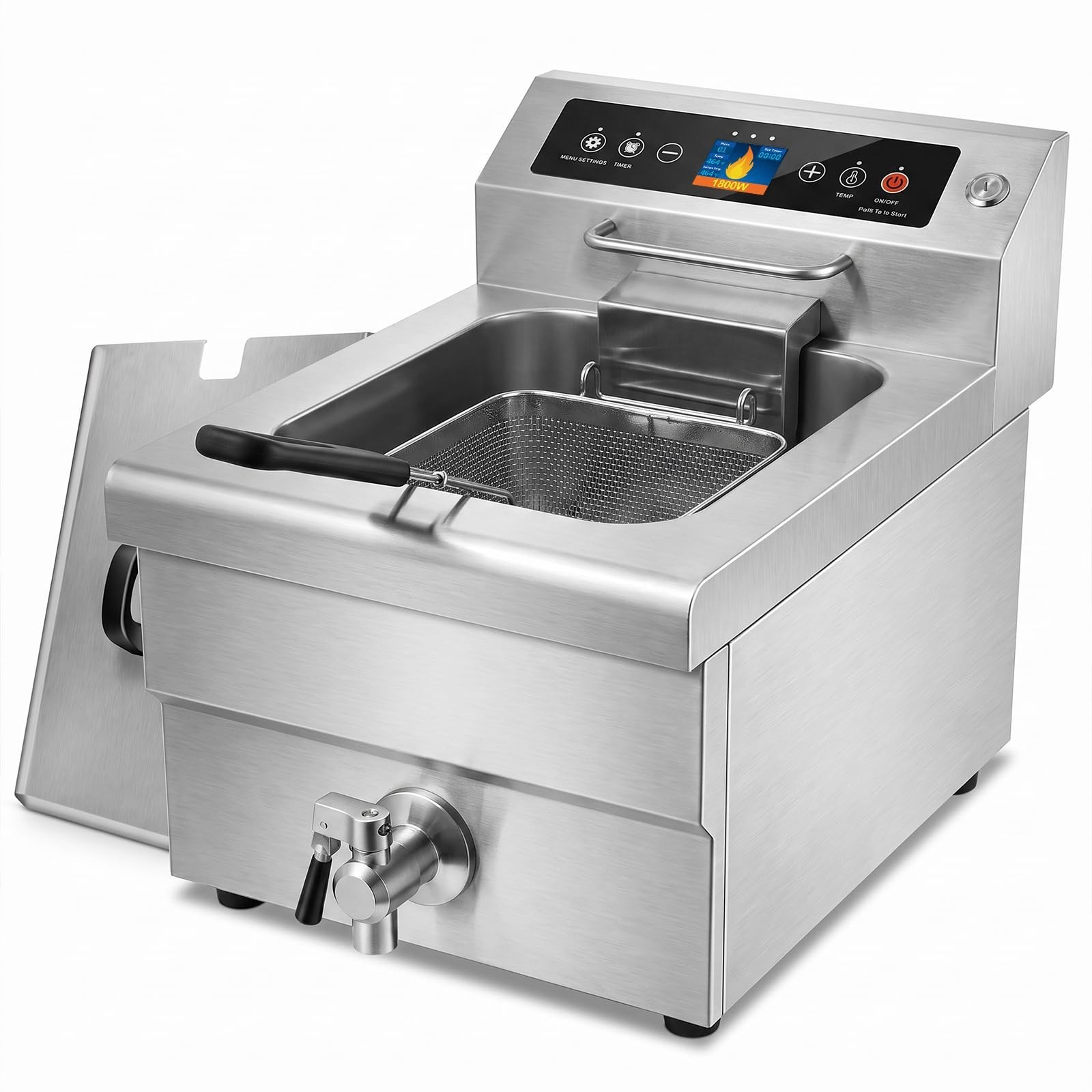 Abangdun 120V Commercial 1800W Induction Fryer With Drain 8L Capacity