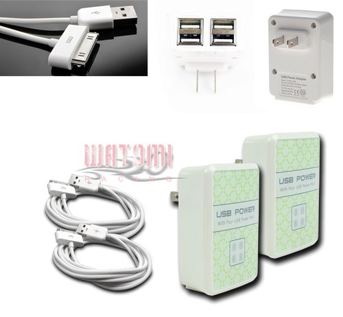 2X 4 USB PORTS HOME WALL ADAPTER+10FT CABLE POWER CHARGER WHITE GALAXY TAB NOTE