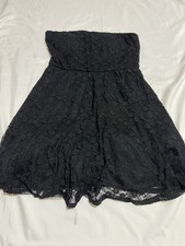 a Love Reign black lace strapless fit-and-flare dress