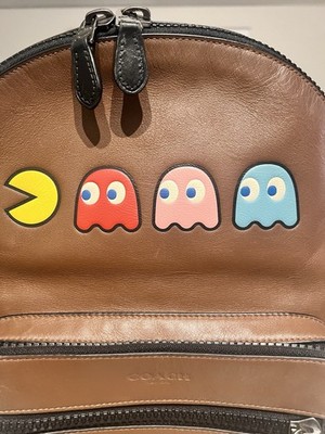 Coach x Pac-Man Brown/Black Medium Backpack Zip Closure Adjustable