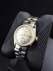 Vintage 80s Timex Womens President Fluted Bezel Date Two Tone Watch