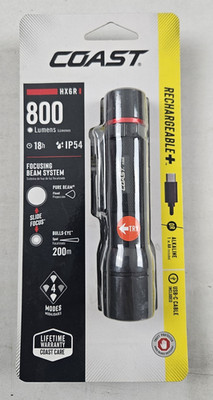 Coast HX6R 800 Lumens USB-C Rechargeable IP54 Slide-Focus Flashlight