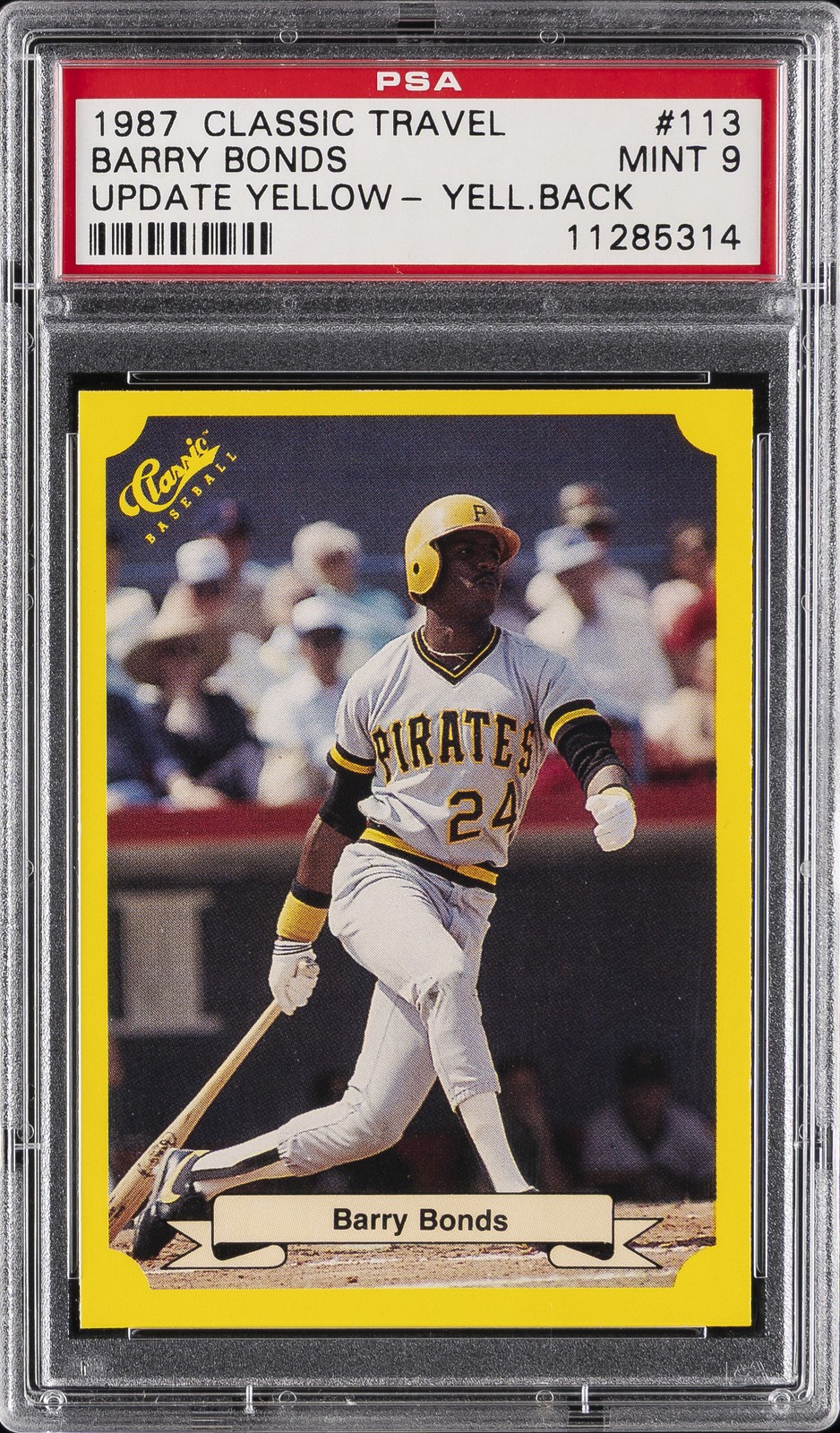 1987 CLASSIC TRAVEL UPDATE YELLOW YELLOW BACK #113 BARRY BONDS PSA 9