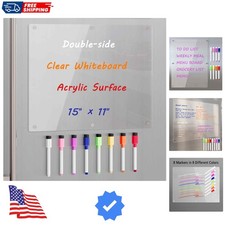 Acrylic Magnetic Dry Erase Board for Fridge, Clear Whiteboard for Refrigerato...