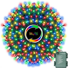 Multi-Colored Battery Operated Christmas Lights, 34.1FT 100 LED Waterproof Strin