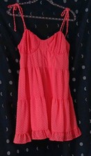 Wild Fable Hearts Pink Scoop Neck Smocked Strappy Ruffle Hem Sundress Large