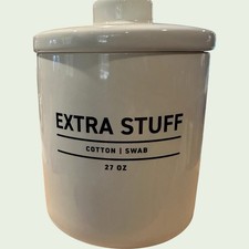West Elm Utility Bathroom White Ceramic Stuff Cotton Swab Canister Jar Lid New West Elm Utility Bathroom White Ceramic Stuff Cotton Swab Canister Jar Lid New