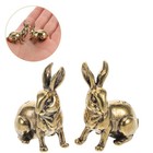  2 Pcs Rabbit Ornaments Bunny Statues Home Decor Brass Animal Figurines