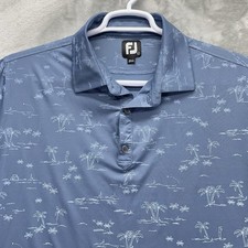 Footjoy shirt Mens size large lisle tropic all over performance golf AOP blue