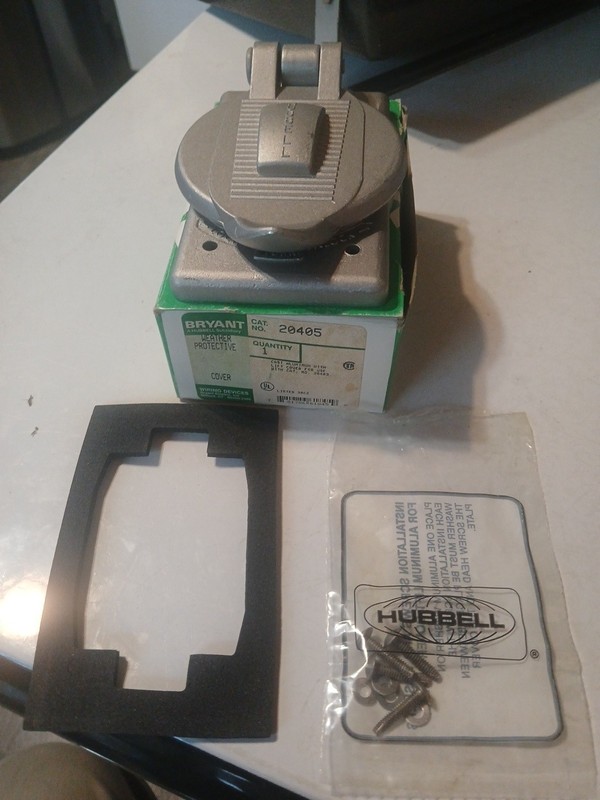 New Boxed Hubbell 20405 HBL20405 Cast Aluminum Lift Cover Plate for 20403 Outlet