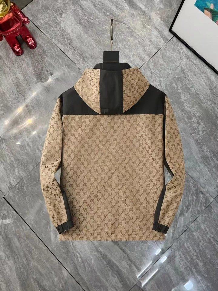 Gucci Classic Monogram GG Retro Jacket Hooded Outdoor Sports Casual Coat Brown - Image 2 of 4