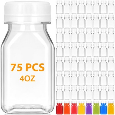 4 oz Liquid Vial Plastic Juice Bottle with Lid Reusable Clear Beverage Container
