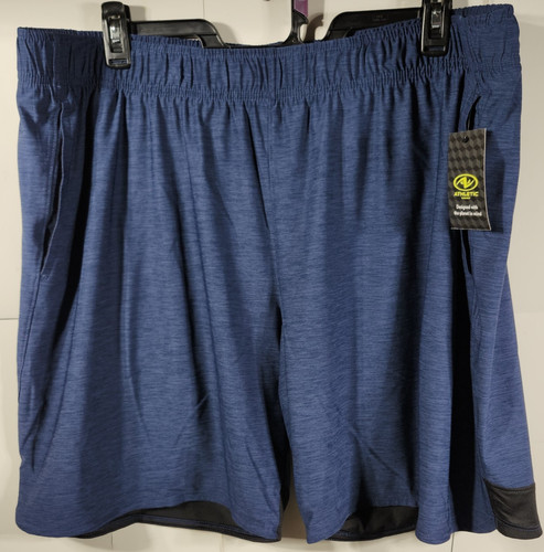 Athletic Works Men's 2XL Shorts Blue Elastic Waist Stretch 9" Inseam w/ Pockets