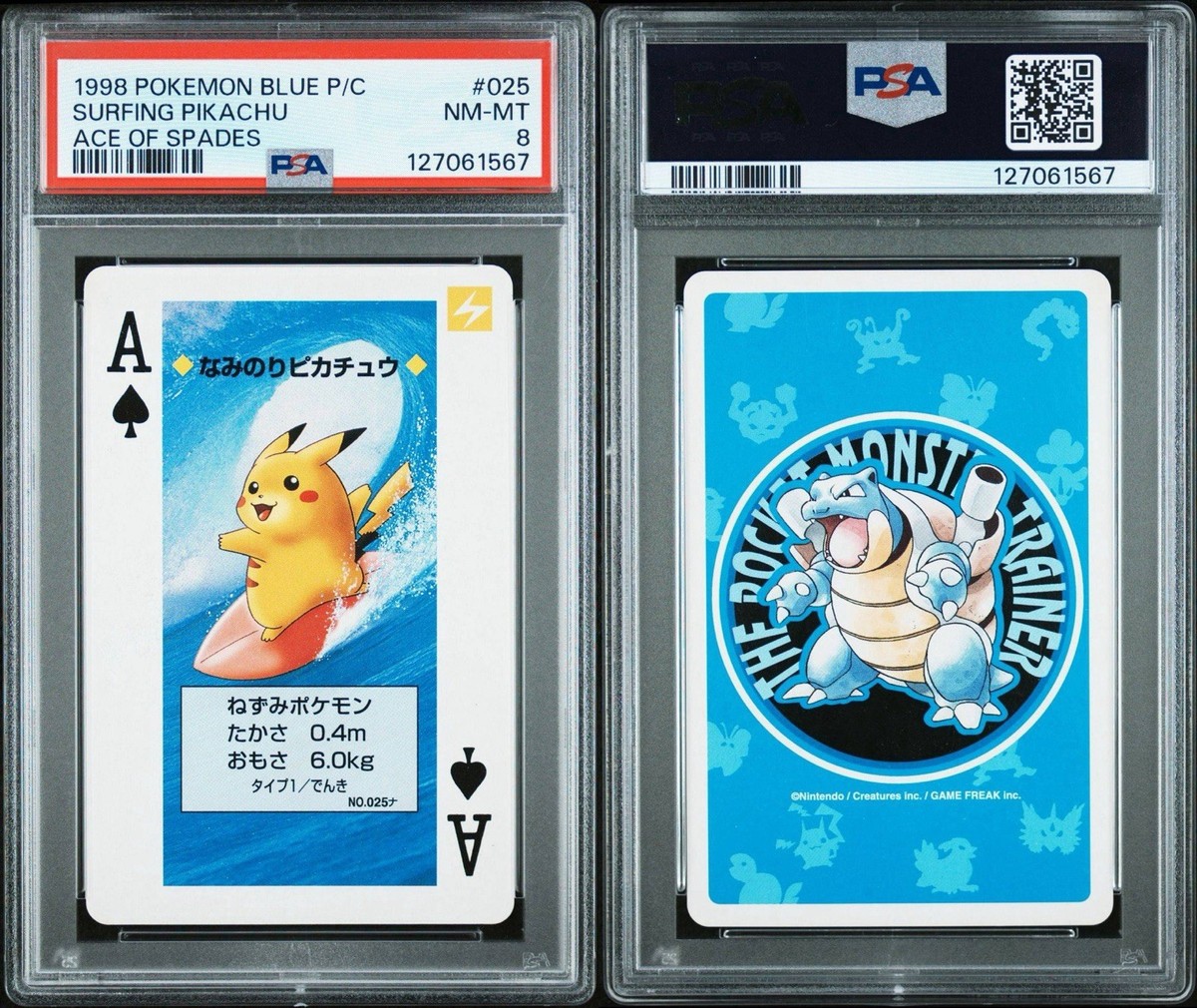Surfing Pikachu 025 Pokemon Playing Card Poker Blue Nintendo 1998