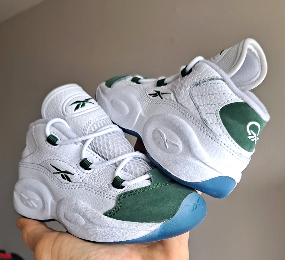 Reebok Question Mid NCAA PACK Toddler Baby Shoe Sz 10 MICHIGAN STATE Green white - Image 2 of 4