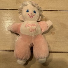 Vtg Bantam Plush "Daddy's Girl" Doll Rattle Lovey Terry Pink White