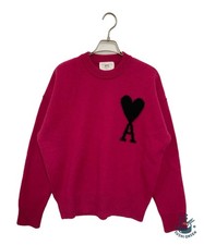 AMI Alexandre Mattiussi Heart logo crew neck knit Size: S Pink Men UKS002.018