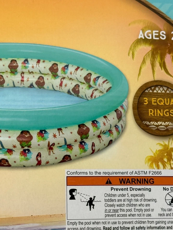 Disney Moana 2 детский бассейн 48 дюймов надувной 3 кольца уличная летняя игрушка для воды - Изображение 3 из 4