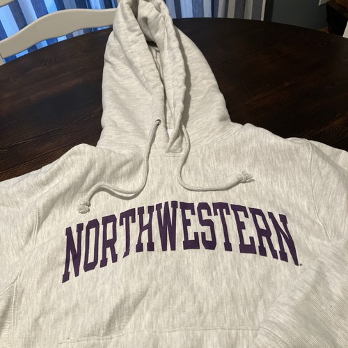 Northwestern University Sweatshirt Hoodie Champion Reverse Weave Size S Grey - Picture 2 of 11