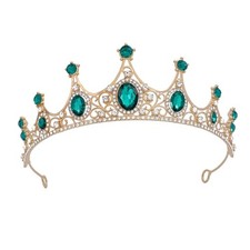 Crystal Tiaras for Women Birthday Wedding Halloween Crown Gold Green