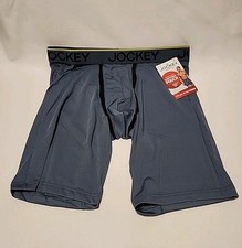 Jockey Men Chafe Proof Pouch Microfiber Long Leg Boxer Brief Gray. Medium 32-34"