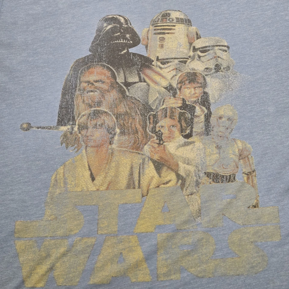 VTG Junk Food Star Wars Cast Poster Tee Sky Blue XL Y2K - Image 2 of 4