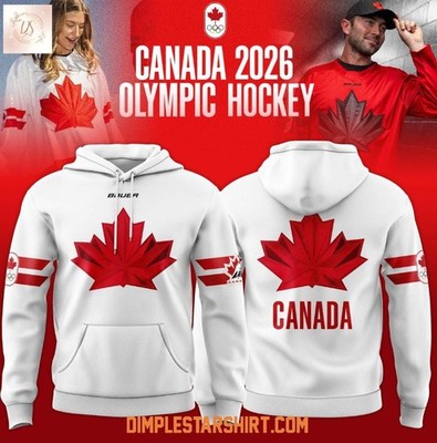 Canada Olympic Hockey 2026 3D Aop White Hoodie