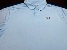 Under Armour Mens Heat Gear Pullover Knit Short Sleeve Blue Polo Shirt 2XL XXL