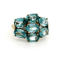 9ct Yellow Gold Zircon Diamond Ring Size S Hallmark Cluster 3.9g Wide Setting