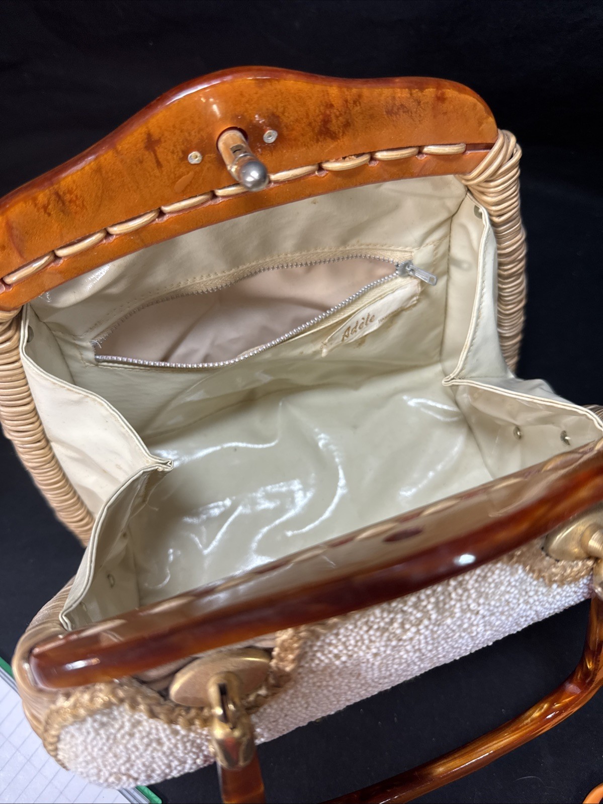 Vintage Adele Beaded Petit Point Needlepoint Wick… - image 13