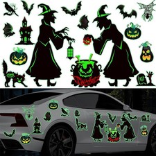 16Pcs Halloween Stickers Magnets Luminous Pumpkin Witch Bats Fridge Car Stickers