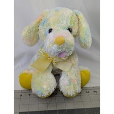 Walmart Pastel Multicolor Dog Plush Puppy 11 Inch Yellow Pink Blue Stuffed