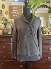 Women  s Banana Republic Gray Sweatshirt With Button Collar Detail Sz XS