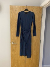 Zara Blue Jacquard Wrap Dress – Size S