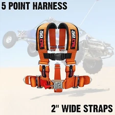 5 Point Safety Harness 2 Inch Strap Off Road 4x4 Sand Rail Rock Crawler ORANGE