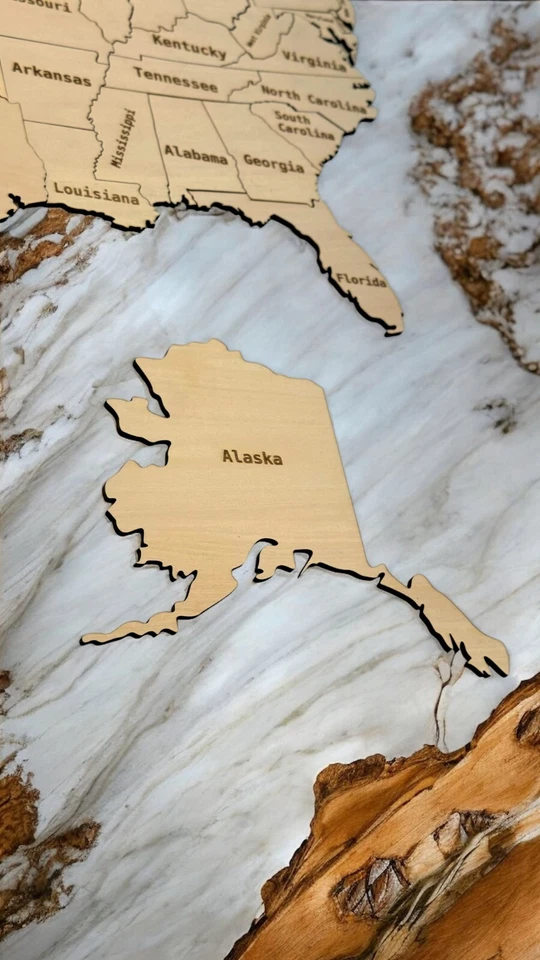 EE. UU. Rompecabezas de Madera Mapa 21"x12" Juguete de Geografía Educativa con Aprendizaje de Grabado Foto 4 de 4