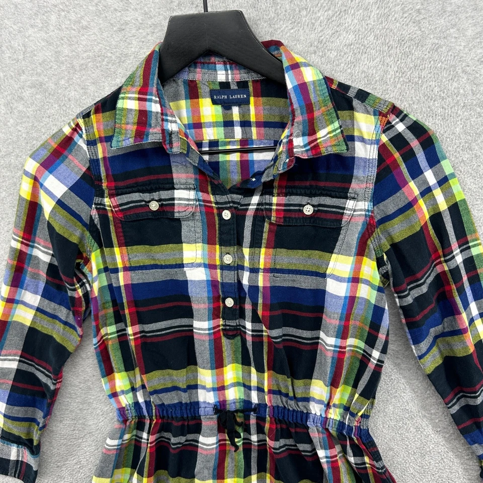 Ralph Lauren Blouse Girls Size Large (as measured) Plaid Long Sleeve Button Up - Image 4 of 4