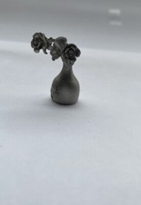 Novelty Pewter Thimble, Rose Vase, Vintage Thimbles