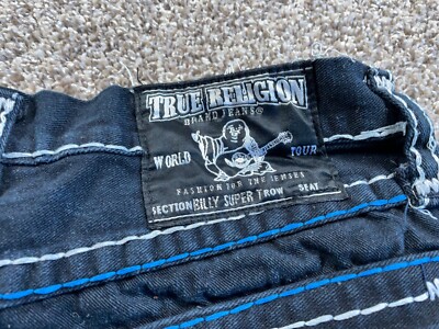 美品TRUE RELIGION BILLY SUPER T 30/33 ジーンズ True Religion Distressed Billy Super T Jeans Men's 33 x 32 (36 Tag