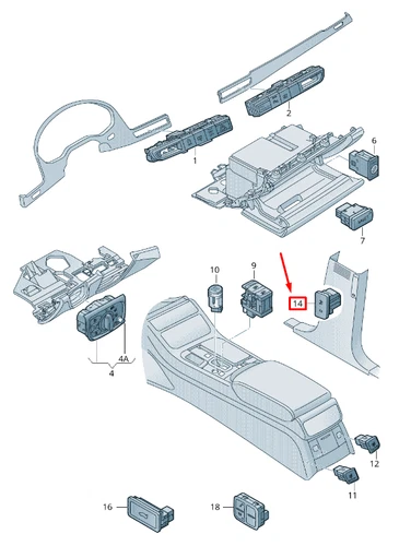 AUDI A8 4H Schalter Luftverbesserungssystem B-Säule rechts 4H09635665PR - Bild 1 von 5