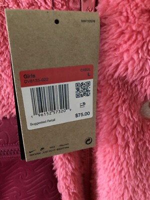 Nike Girls Winterized Fleece Fuzzy Jacket Pink Size Large DJ5833