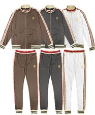 Mens CC Logo Stripe Set Track Jacket and Matching Track Pant Sweat Suit USA Size