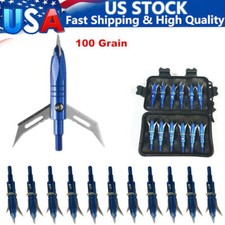 12Pcs 100 Grain Hunting Fishing Broadheads Compound Bow Crossbow Arrow Tips US
