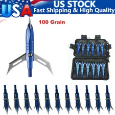 12Pcs 100 Grain Hunting Fishing Broadheads Compound Bow Crossbow Arrow Tips US