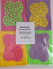 New 4 piece Hand Crafted Fun Felt Food Frosted Pretend Pop Tarts Set of 4 Yummy