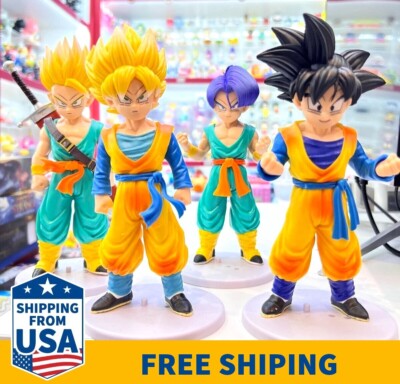 4 PCS Goku Trunk & Super Saiyan Figures Dragon Ball Z Anime Figure Statue toys