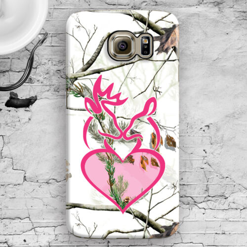 Love Deer Head Camo Snow White Pink Galaxy S3,S4,S5,S6,S6 Edge,S6 Edge+, Case - Picture 1 of 3