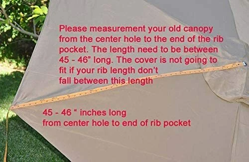Cubierta superior con dosel paraguas de patio Bellrino de repuesto naranja ajuste 7,5 pies 6 costillas Foto 3 de 4