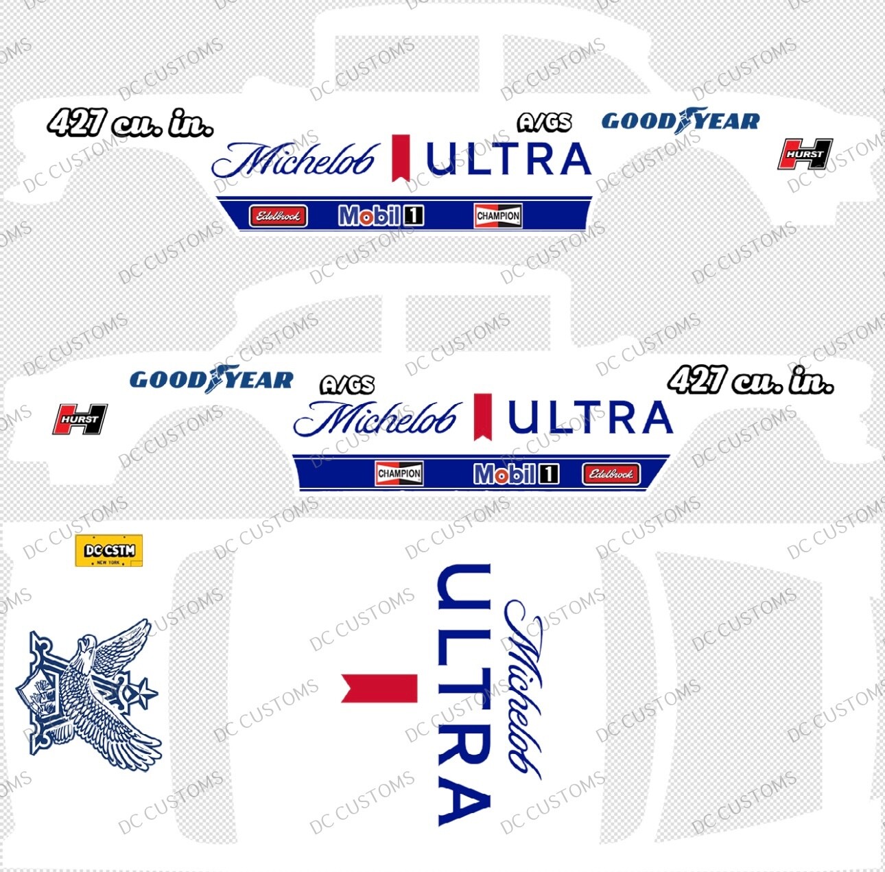 Decalcomania Auto 1:64 '55 Chevy Candy Striper Gasser - SCR-0154, Per Modellisti Adulti - Foto 9